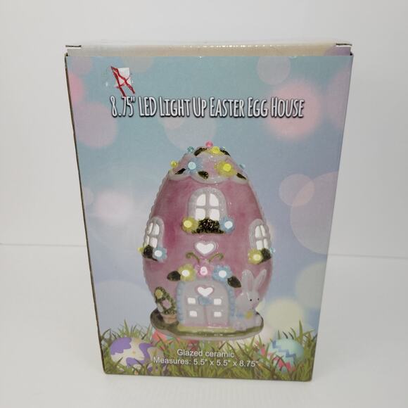 LED Light Up Easter Egg Ceramic House - Picture 2 of 8